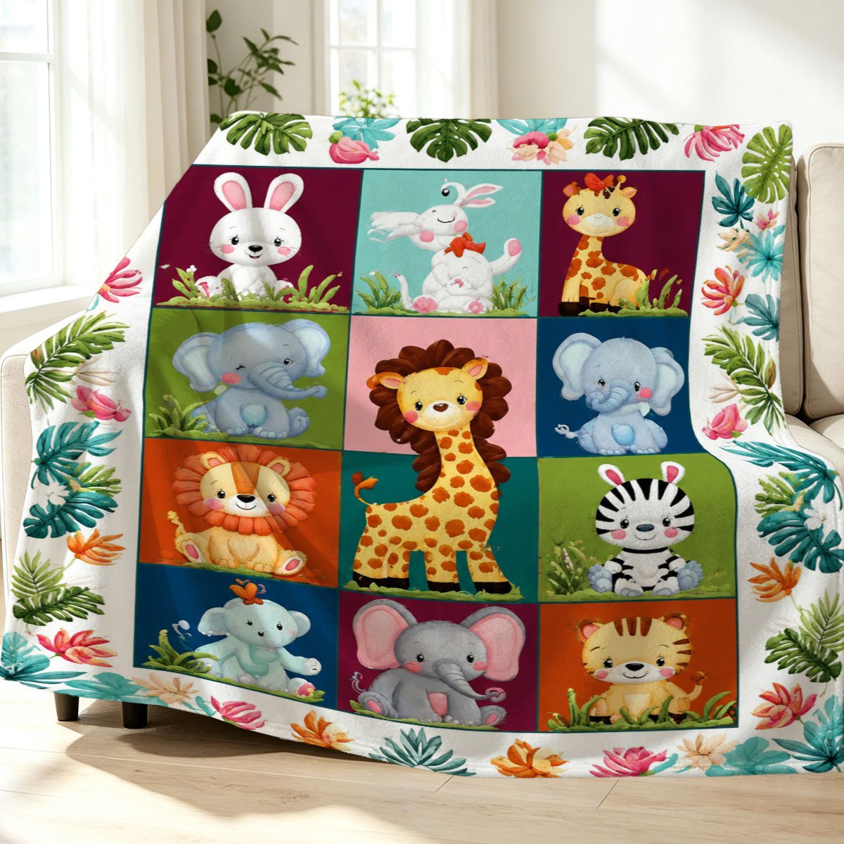 Baby Nursery Themes Girl - Ultra Cute Safari Animal Print Plush