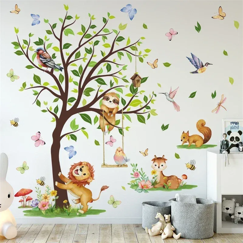 Baby Nursery Themes Girl - Large Jungle Animals Theme Wall Stickers