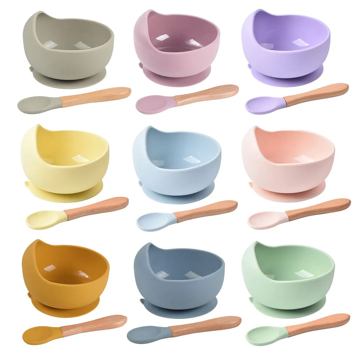 Baby Nursery Equipment - 2PCS Silicone Baby Feeding Bowl Tableware