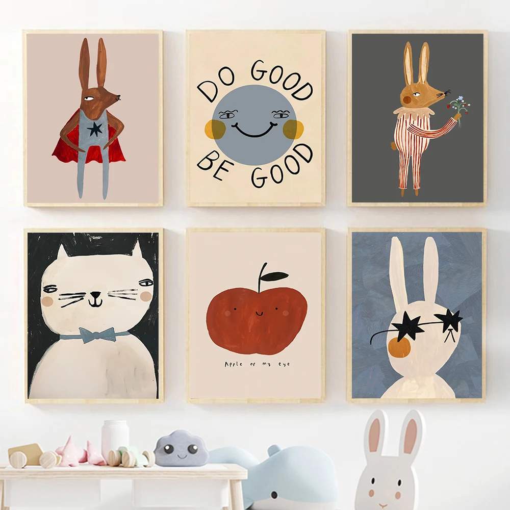 Baby Nursery Quotes - (No frame)Funny Cartoon Rabbit Bear Animal