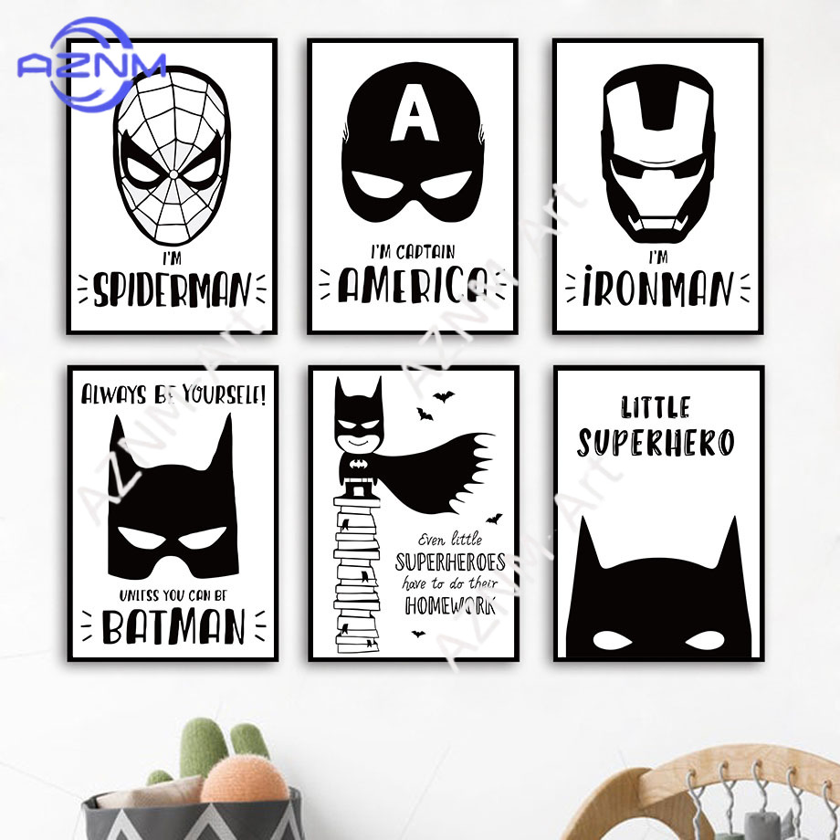 Baby Nursery Pictures - Wall Art Canvas Painting Bat Comic