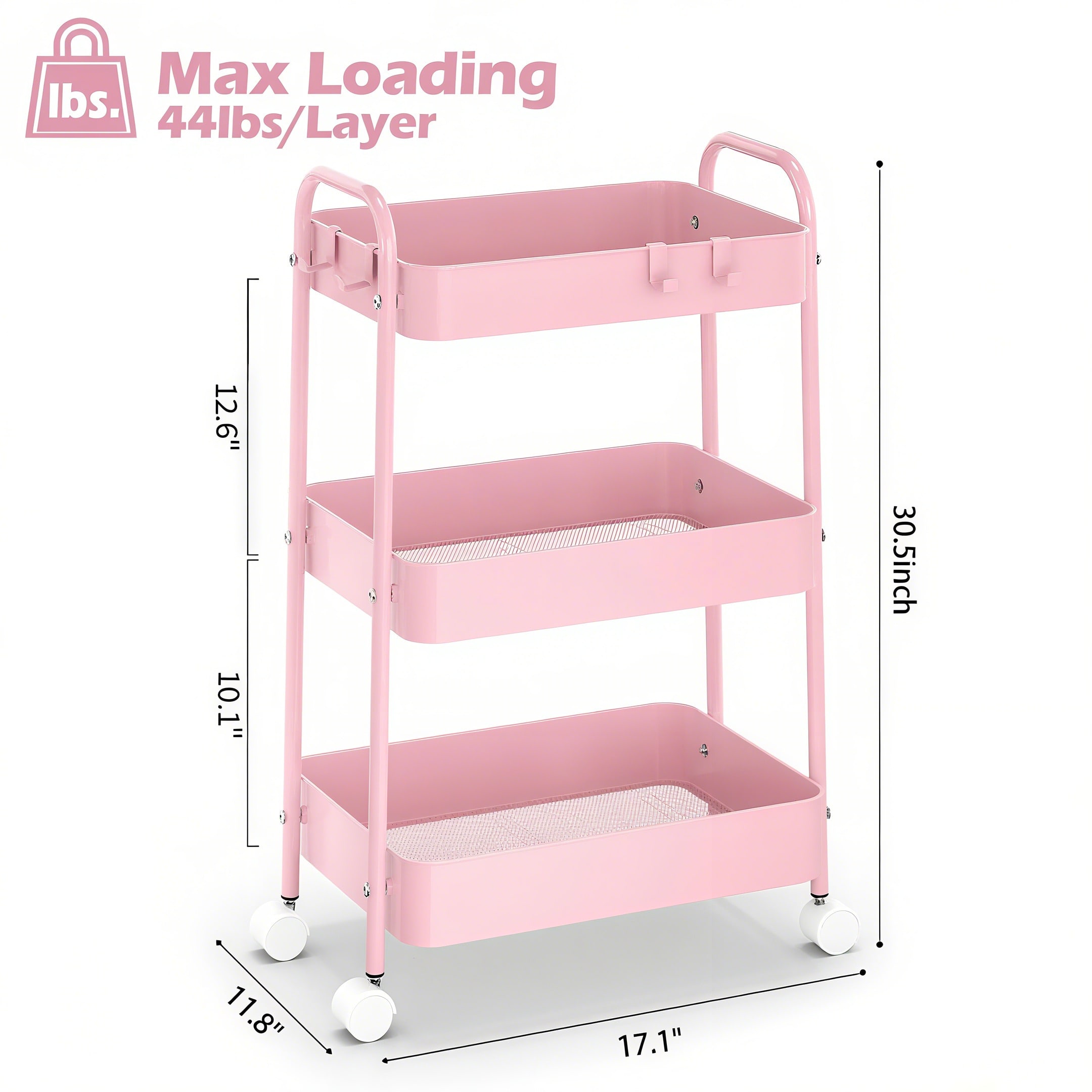3 Tier Metal Rolling Cart With - Baby Nursery Unit 评论和价格