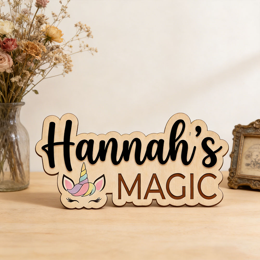 Custom Unicorn Magic Name Door - Baby Nursery Themes Girl 评论和价格