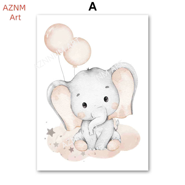 Elephant Balloon Rainbow Moon  - Baby Nursery Pictures 评论和价格