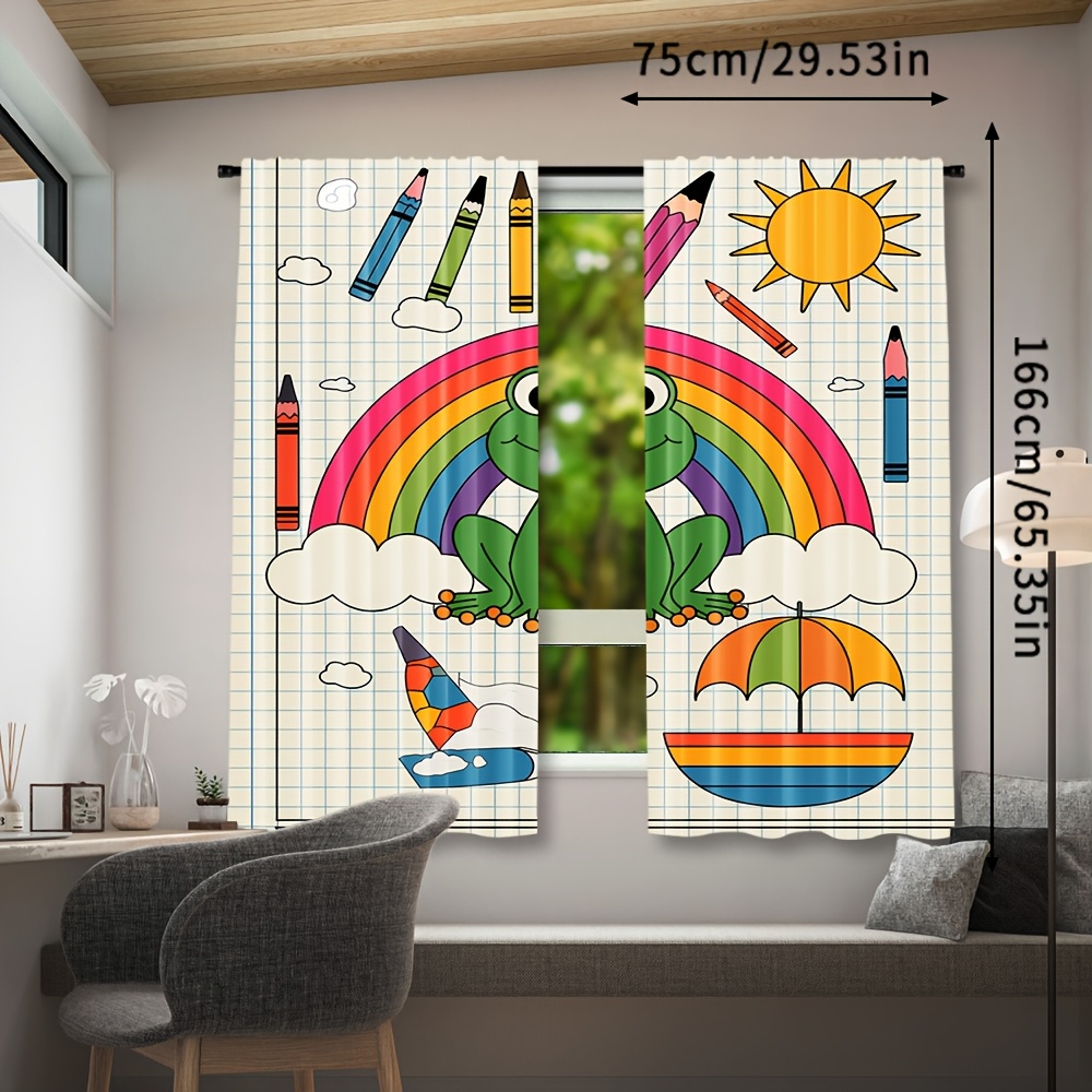 Cute Rainbow Frog Curtain Wind - Baby Nursery Themes Girl 评论和价格