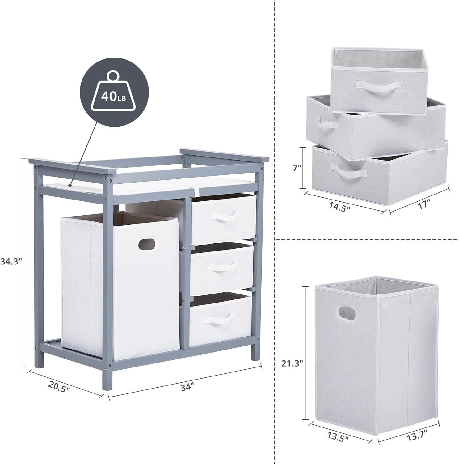 Baby Changing Table with Chang - Baby Nursery Unit 评论和价格