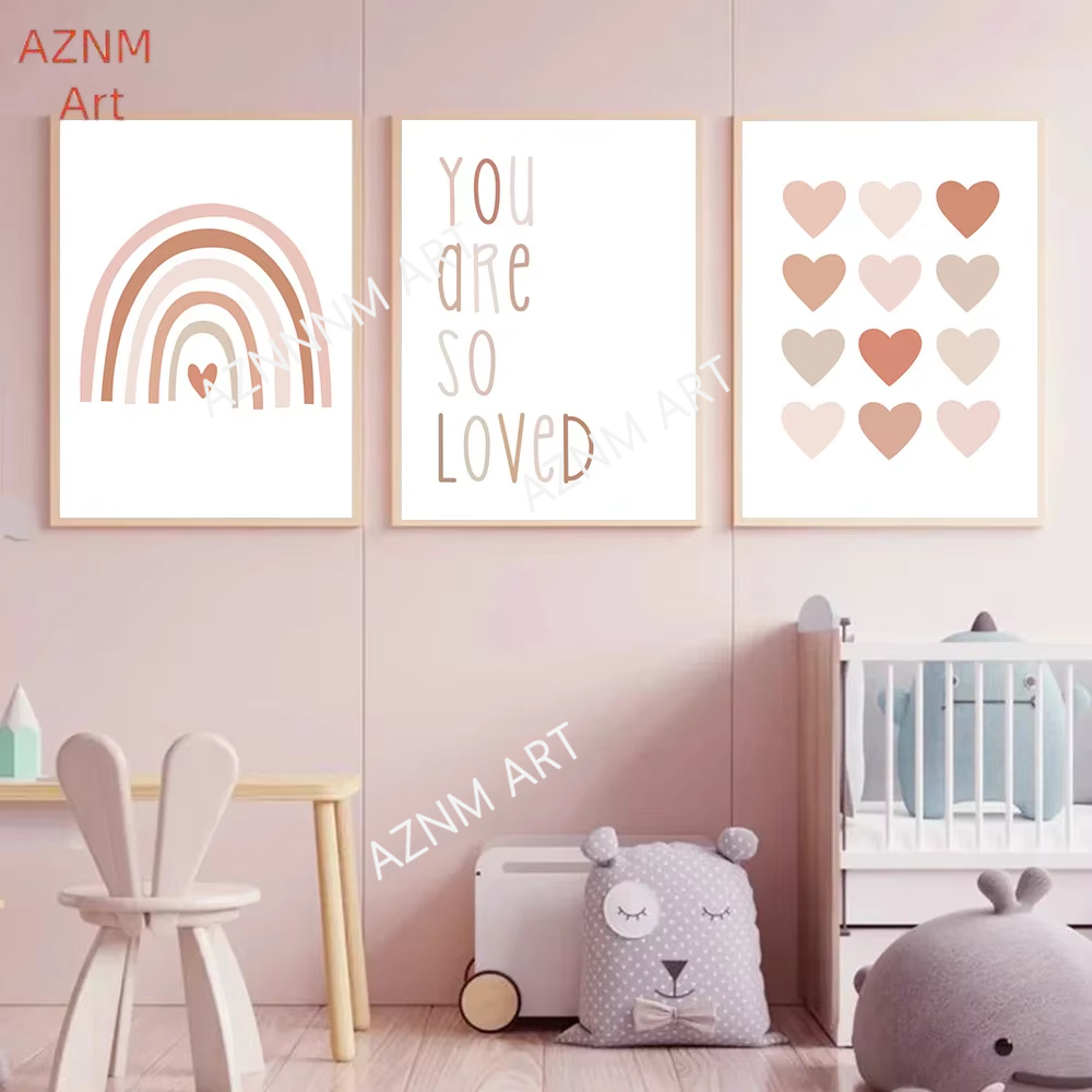 1/3PCS ，Cartoon Heart Rainbow  - Baby Nursery Pictures 评论和价格