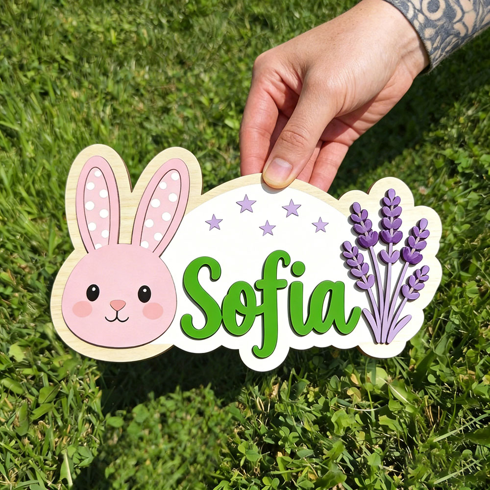 25cm Personalized Pastel Bunny - Baby Nursery Themes Girl 评论和价格