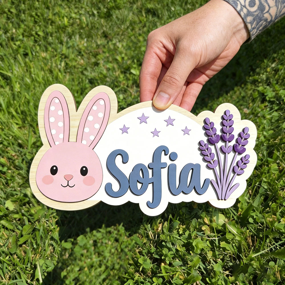 25cm Personalized Pastel Bunny - Baby Nursery Themes Girl 评论和价格