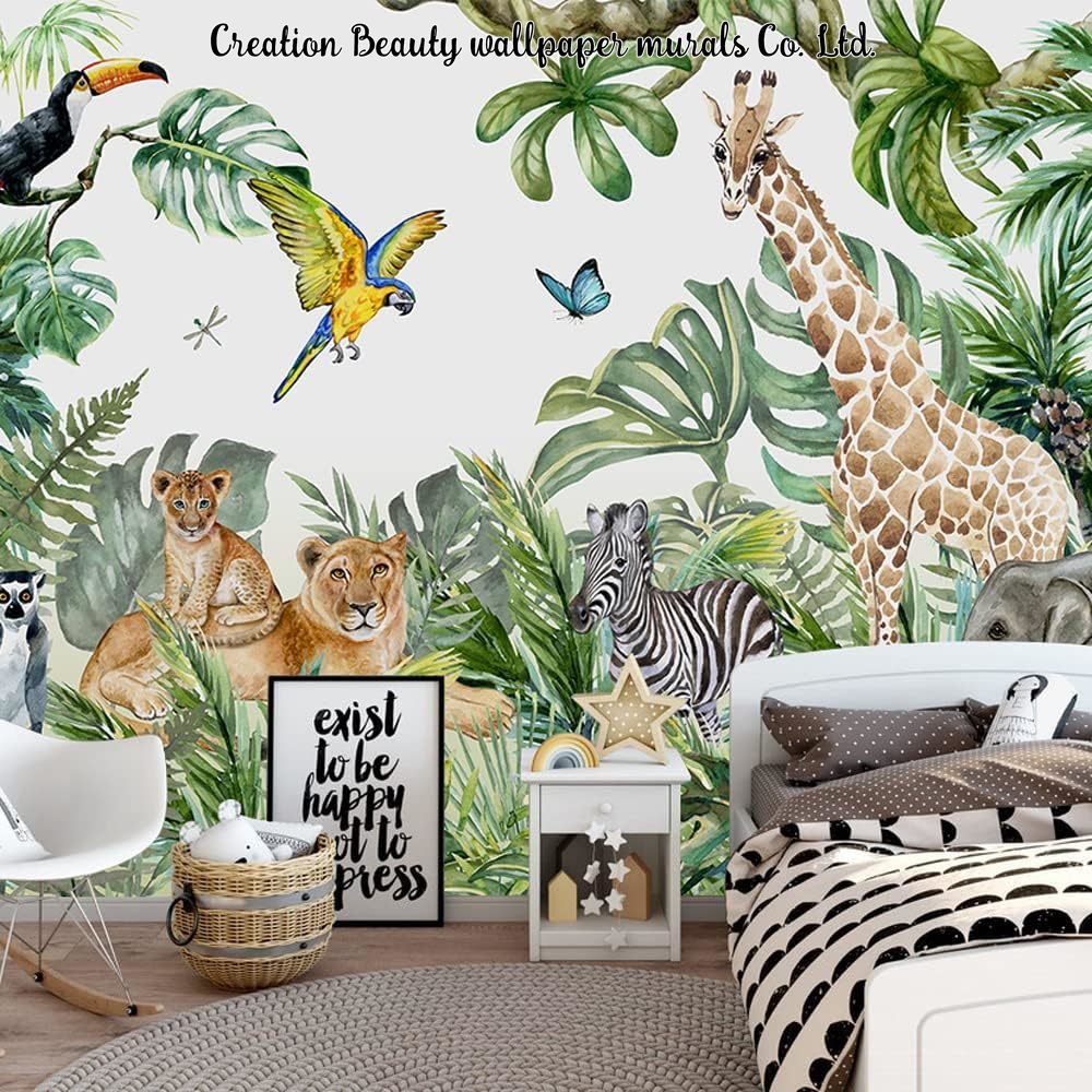 Watercolor Animals Jungle Wall - Baby Nursery Water 评论和价格