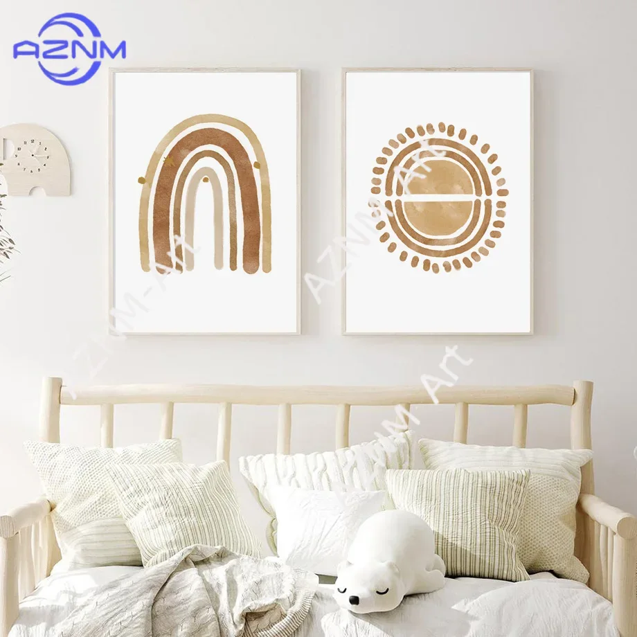 Boho Nursery Wall Art Canvas - - Baby Nursery Pictures 评论和价格