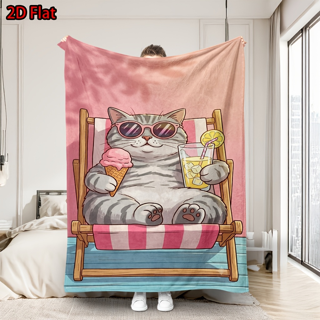 Adorable Cat Summer Throw Blan - Baby Nursery Themes Girl 评论和价格