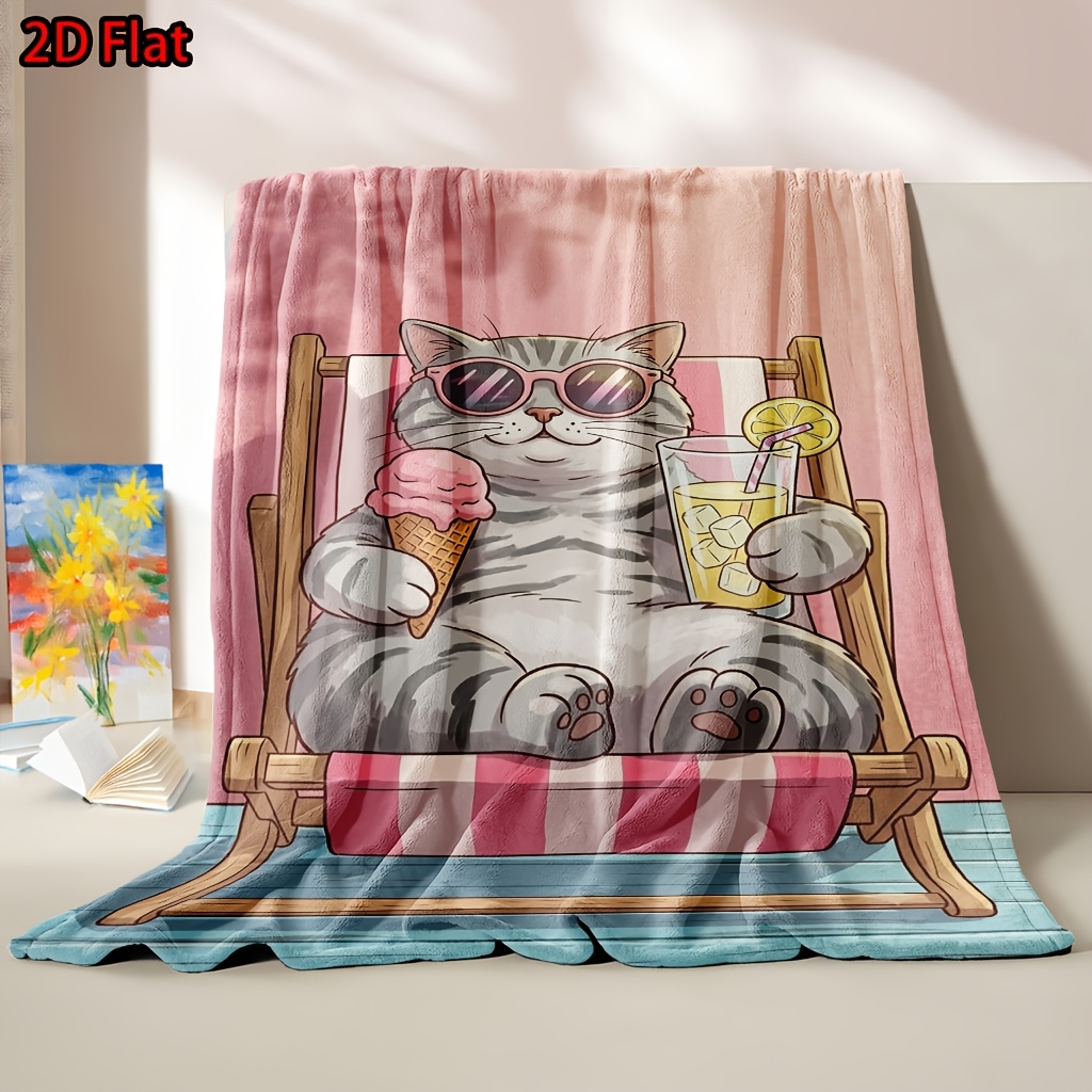 Adorable Cat Summer Throw Blan - Baby Nursery Themes Girl 评论和价格