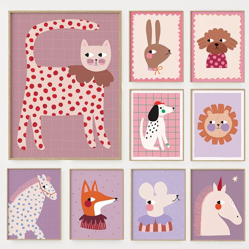 Cartoon Cute Animals Illustrat - Baby Nursery Pictures 评论和价格