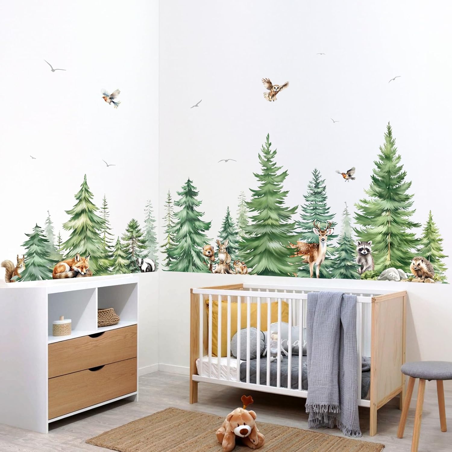 Large Watercolor Pine Tree Ani - Baby Nursery Package 评论和价格