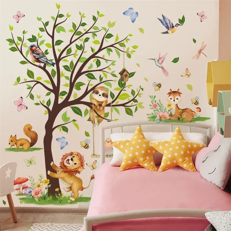 Large Jungle Animals Theme Wal - Baby Nursery Themes Girl 评论和价格