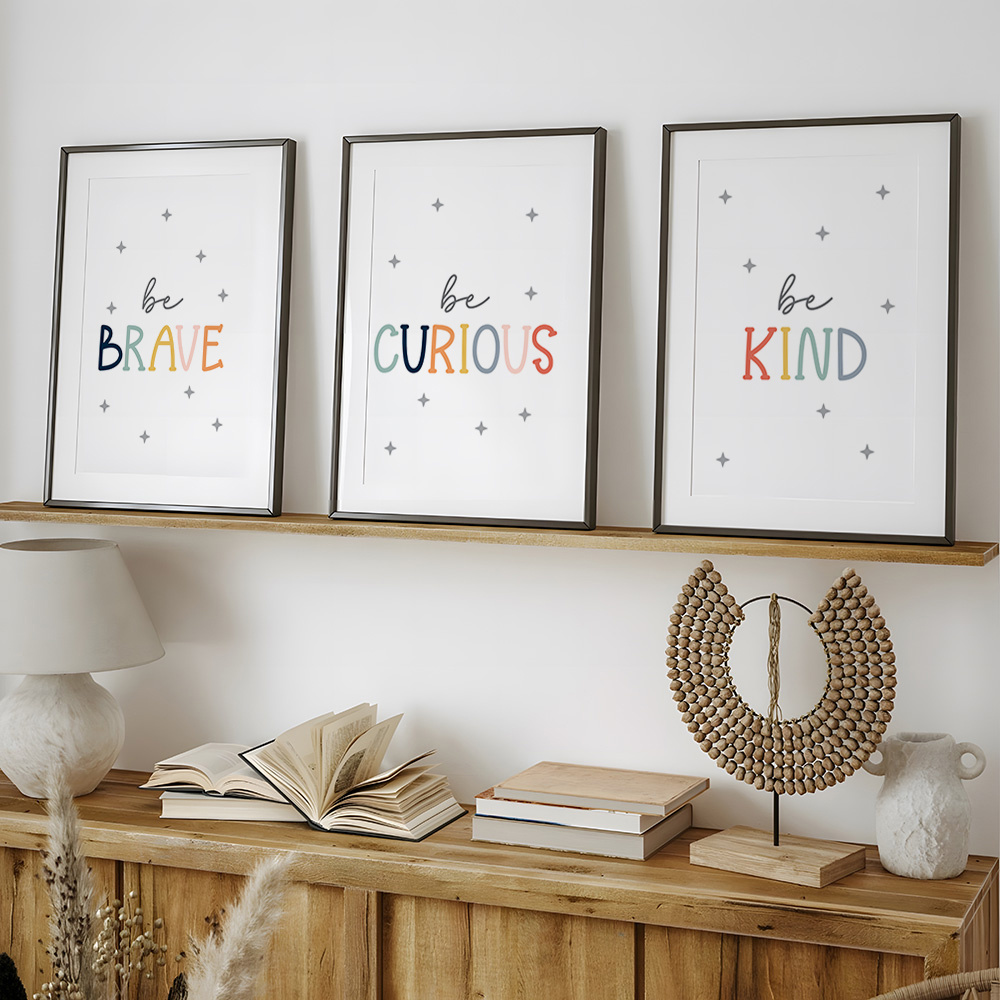 3pcs Be Brave And Kind Posters - Baby Nursery Quotes 评论和价格