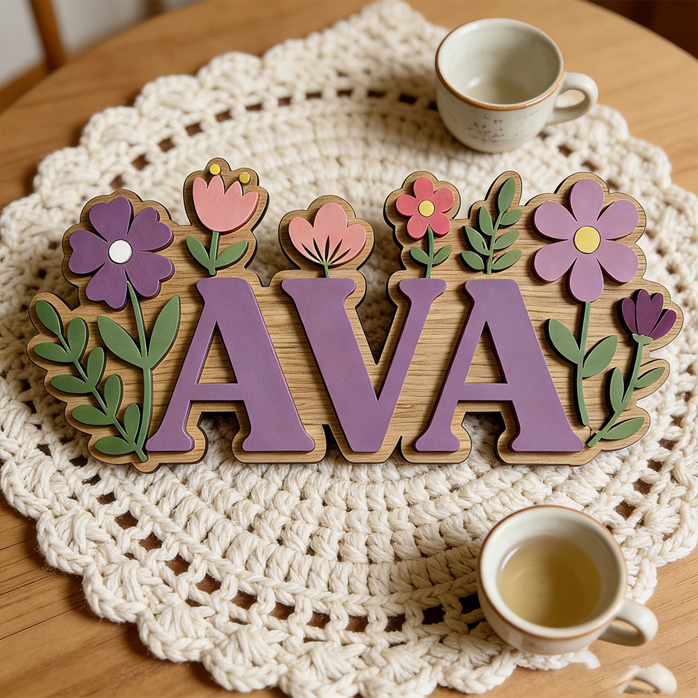 Custom 3D Flower Wreath Name D - Baby Nursery Themes Girl 评论和价格