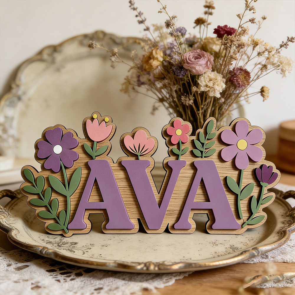 Custom 3D Flower Wreath Name D - Baby Nursery Themes Girl 评论和价格
