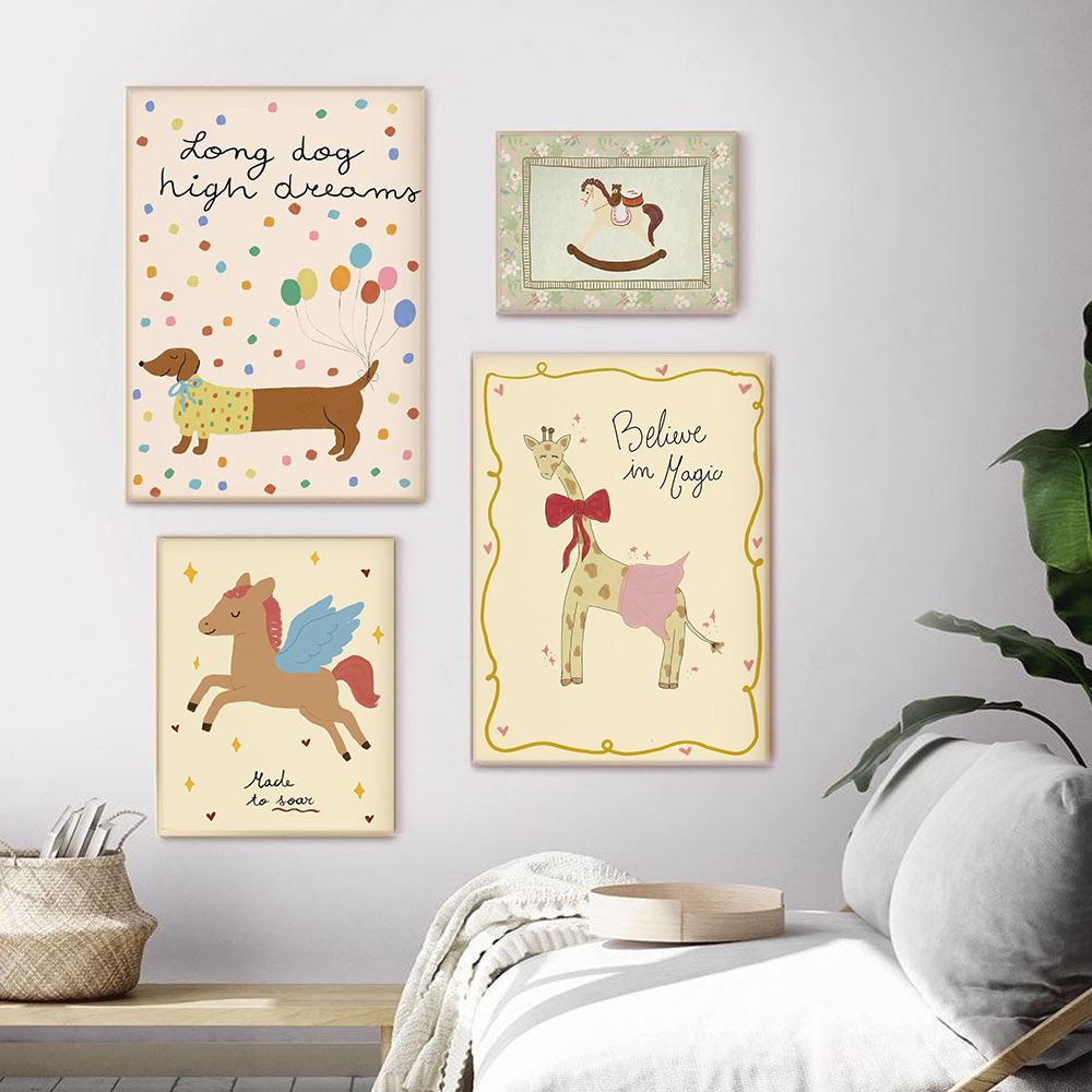 Vintage Rocking Horse Giraffe  - Baby Nursery Quotes 评论和价格