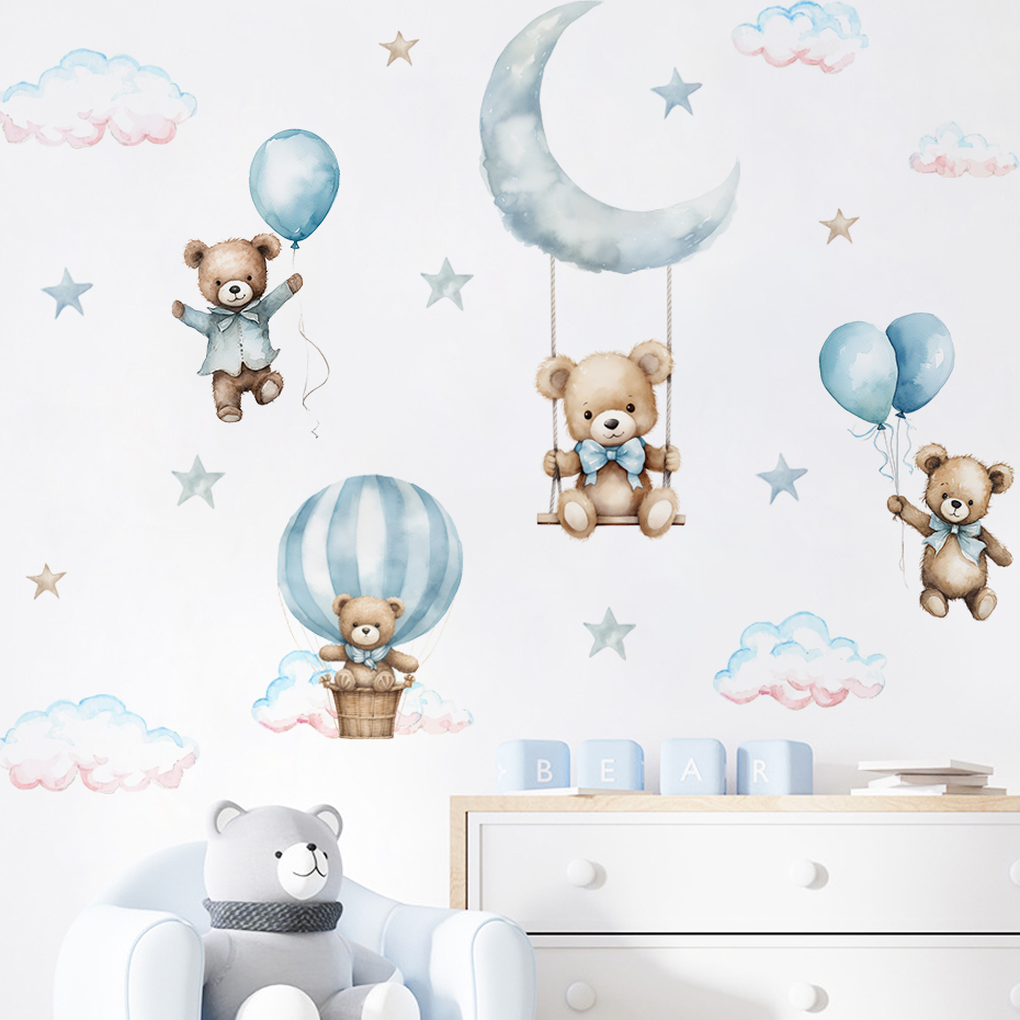 Watercolor Bear Hot Air Balloo - Baby Nursery Package 评论和价格