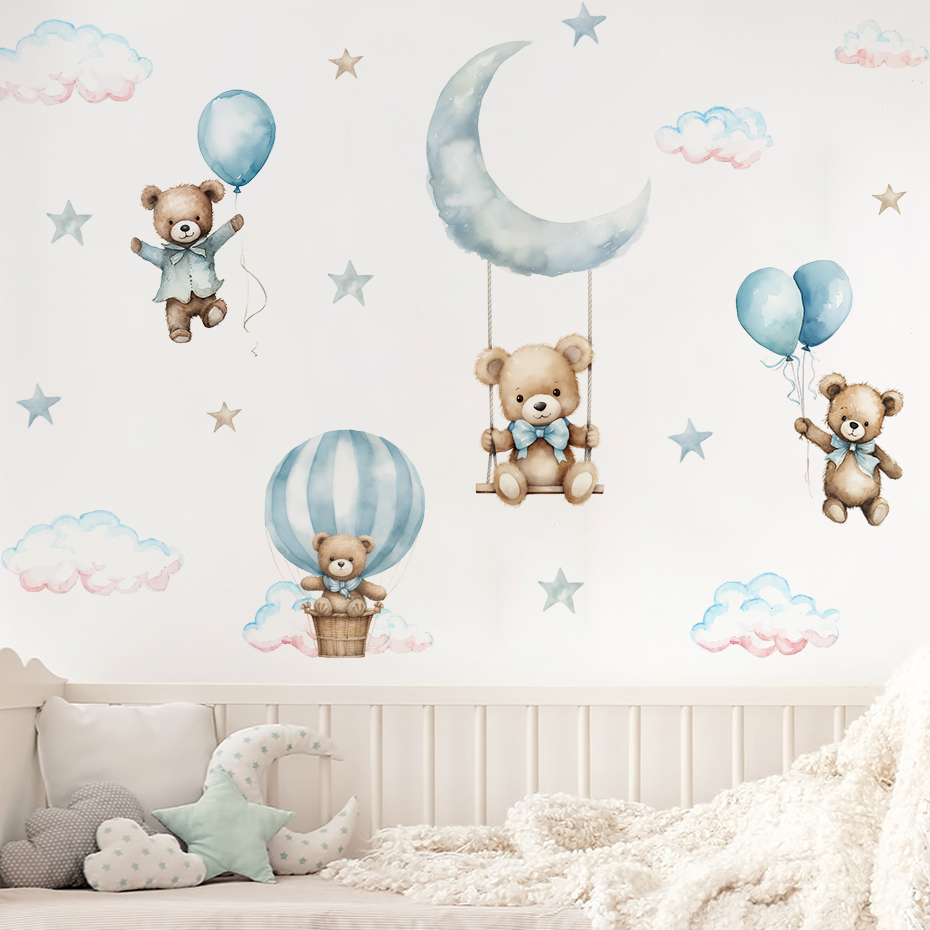 Watercolor Bear Hot Air Balloo - Baby Nursery Package 评论和价格