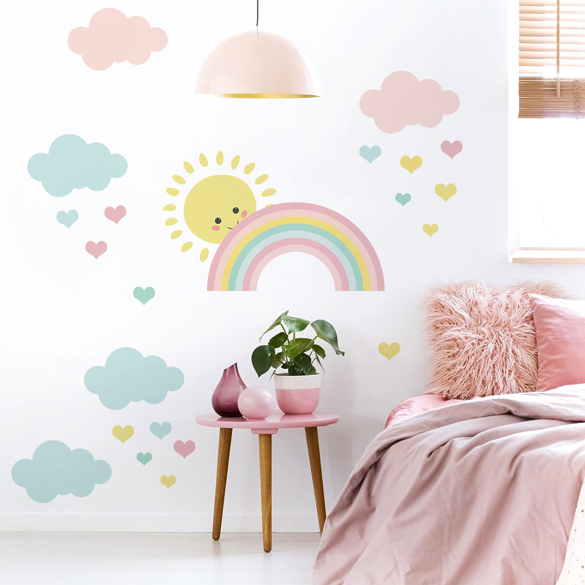 Cartoon Sun Rainbow Clouds Wal - Baby Nursery Package 评论和价格