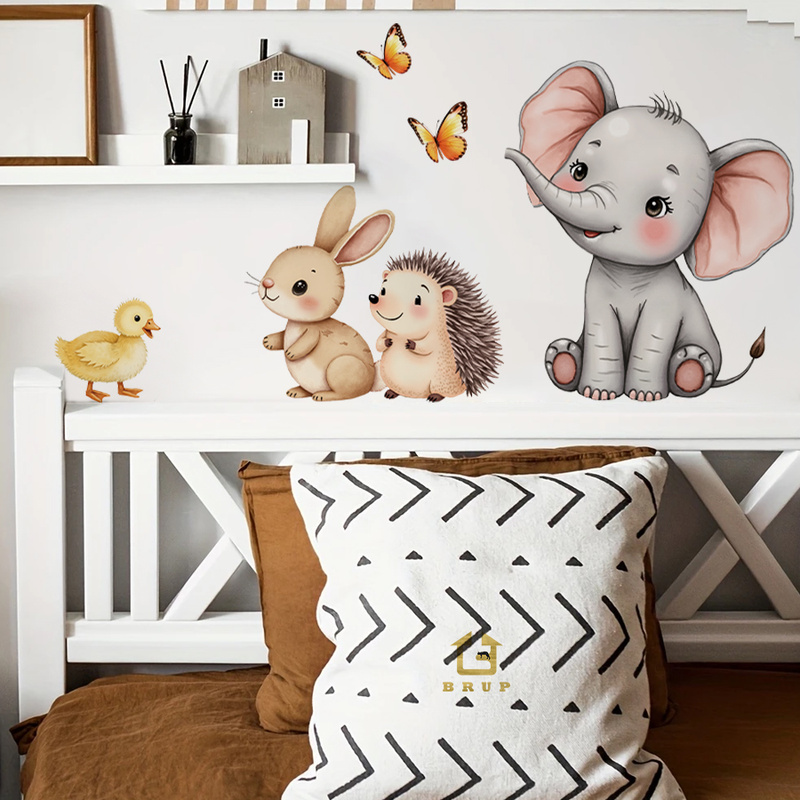 Cartoon Animal Wall Sticker -  - Baby Nursery Pictures 评论和价格