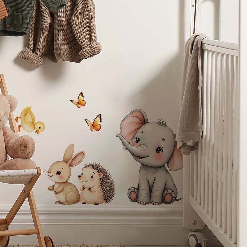 Cartoon Animal Wall Sticker -  - Baby Nursery Pictures 评论和价格