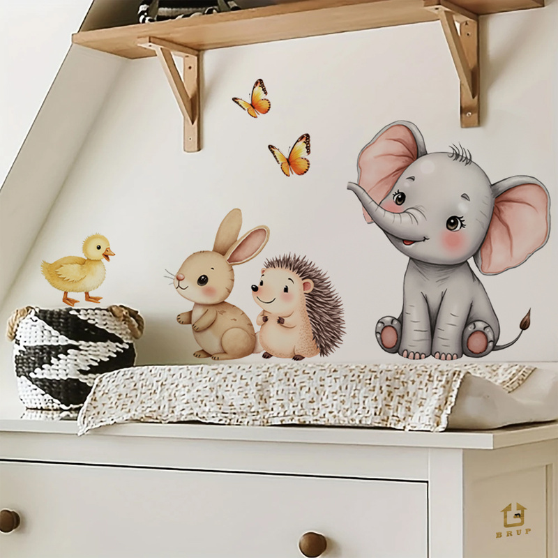 Cartoon Animal Wall Sticker -  - Baby Nursery Pictures 评论和价格