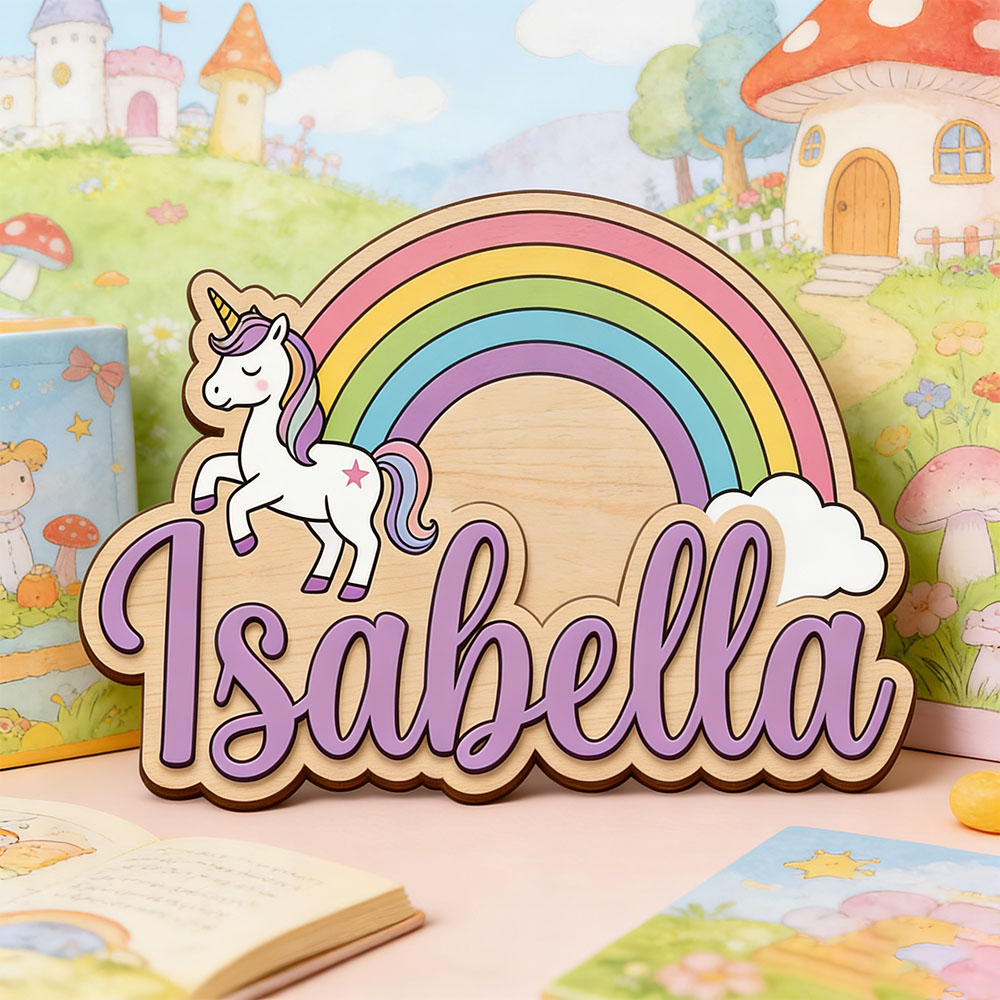 Unicorn & Pastel Rainbow Custo - Baby Nursery Pictures 评论和价格