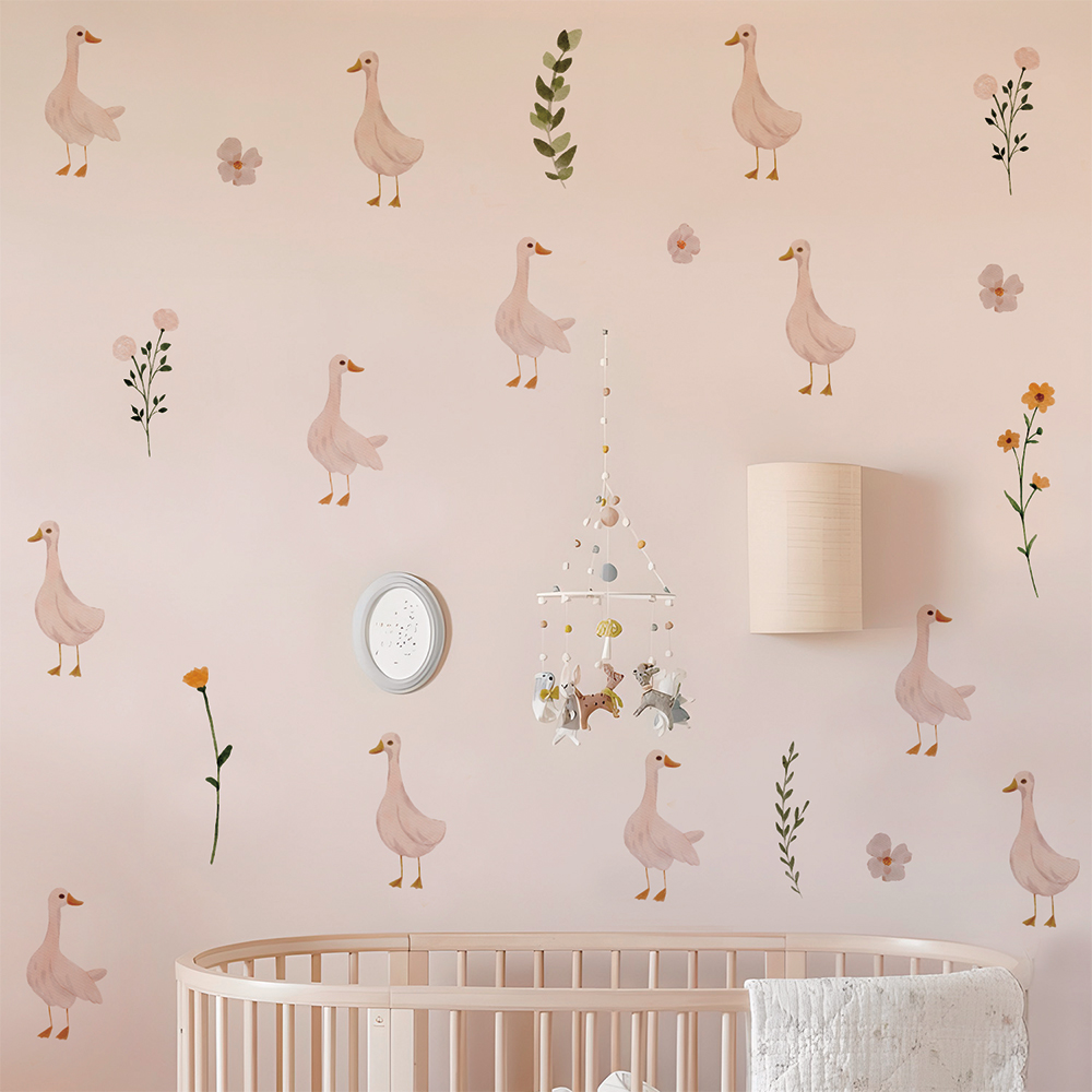 Cute Geese Flora Set of Wall S - Baby Nursery Labels 评论和价格