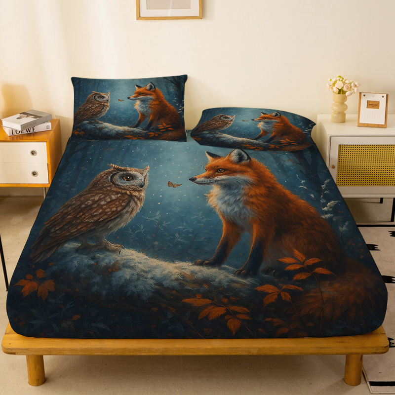 Owl Fox Forest Mattress Protec - Baby Nursery Forest Theme 评论和价格