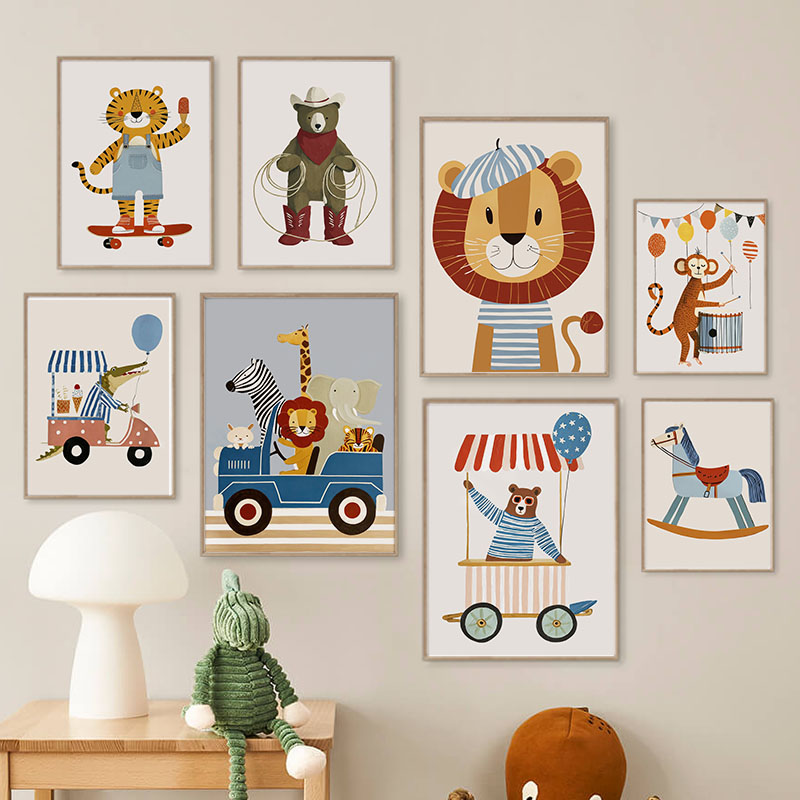 Funny Cartoon Animal Car Ballo - Baby Nursery Pictures 评论和价格
