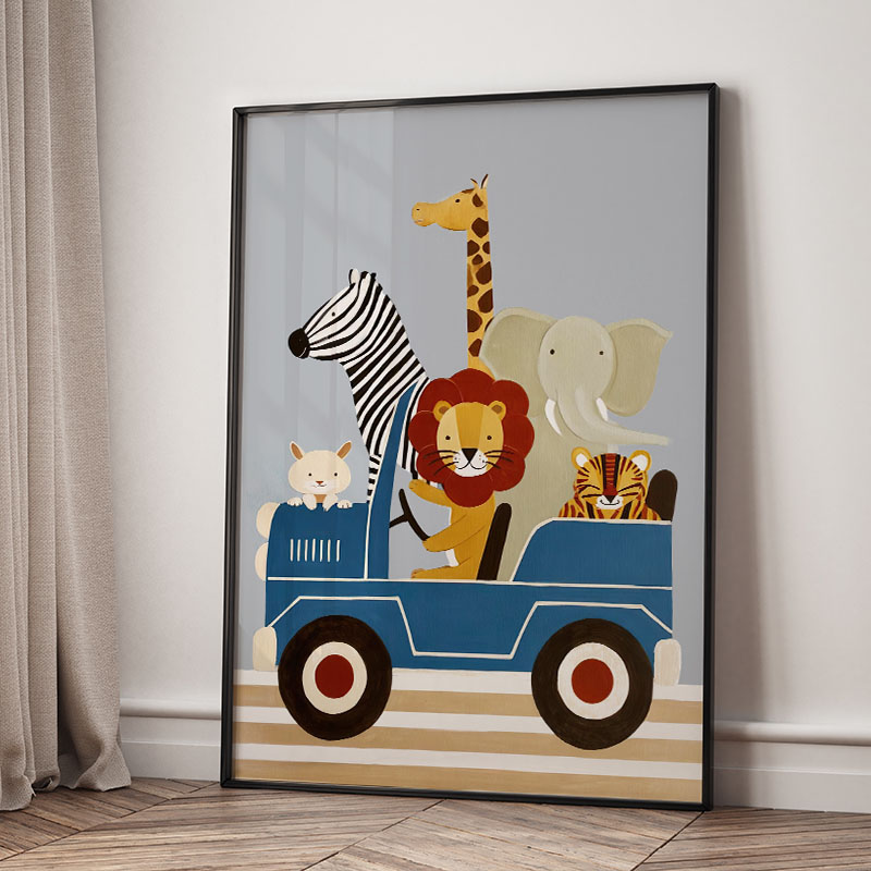 Funny Cartoon Animal Car Ballo - Baby Nursery Pictures 评论和价格