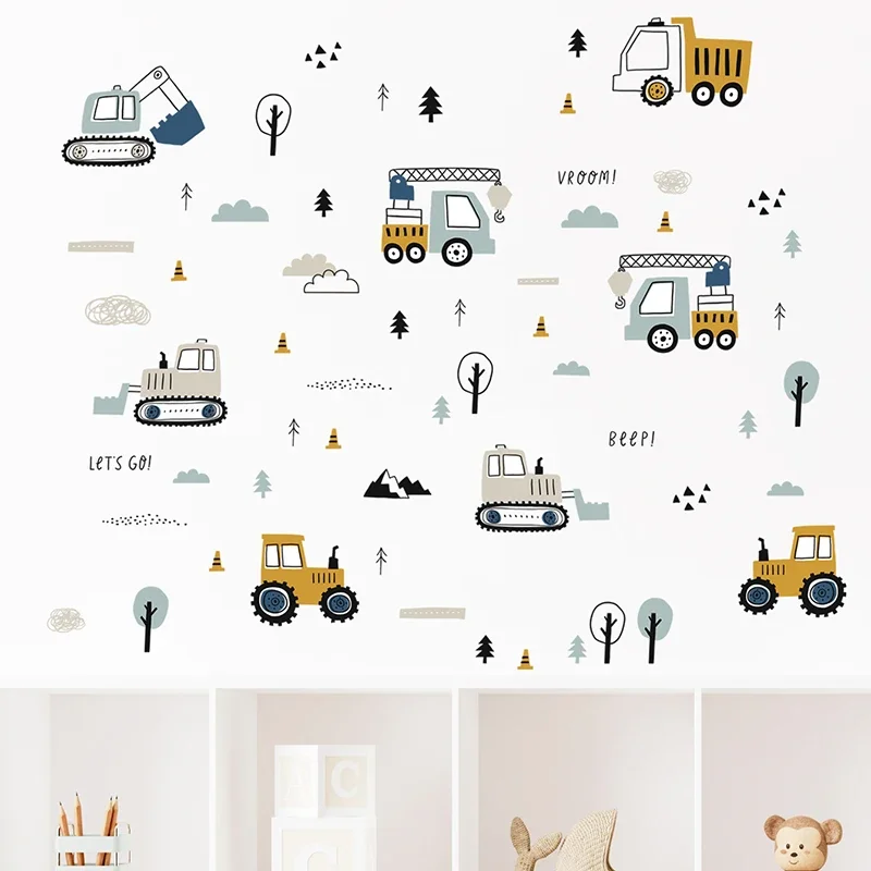 Hand Drawn Cute Cars Cargo Tru - Baby Nursery Labels 评论和价格