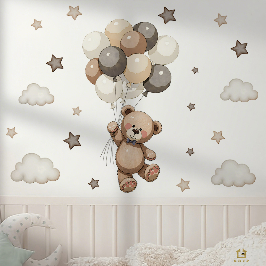 Adorable Teddy Bear Wall Decal - Baby Nursery Package 评论和价格