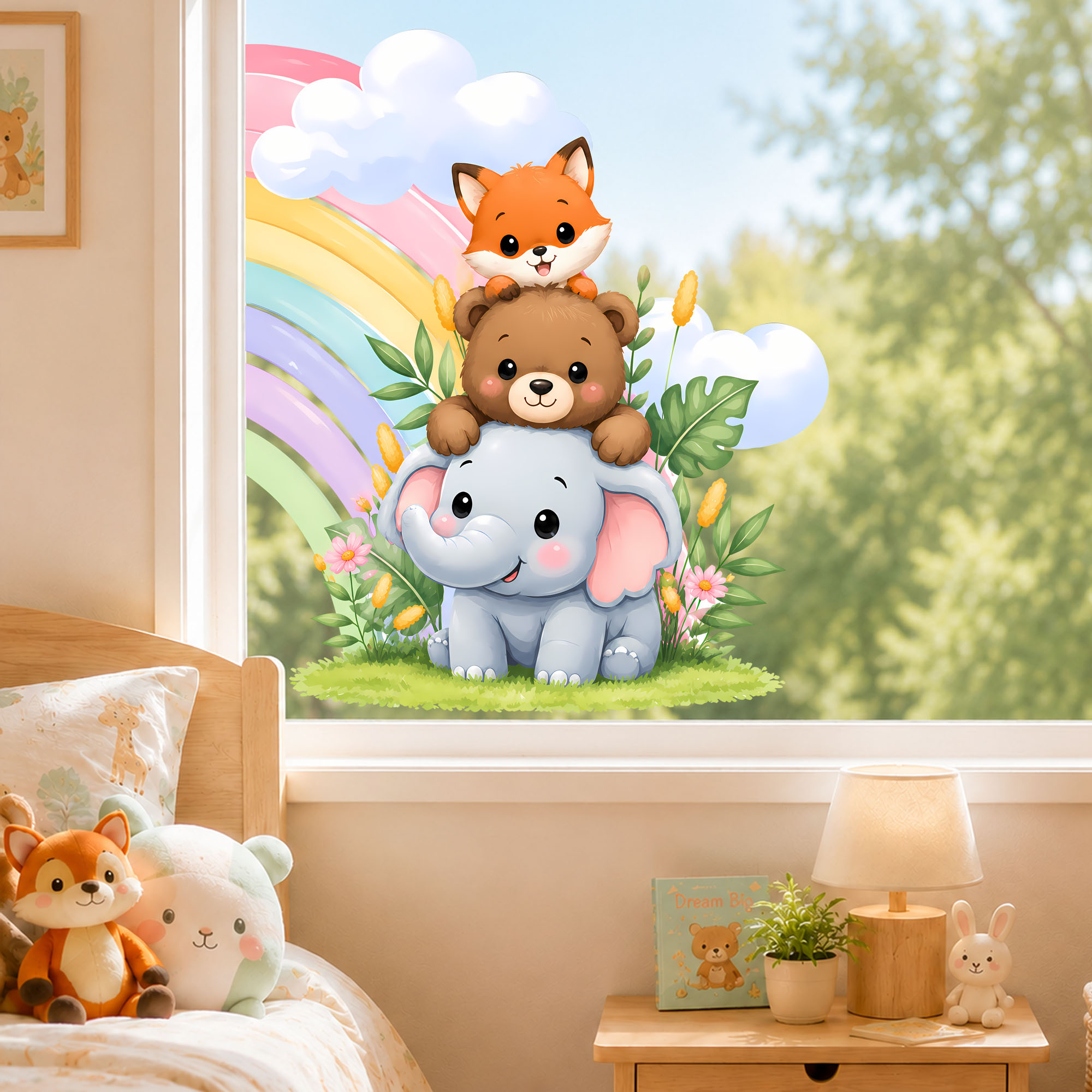 Cute Elephant Bear Fox Window  - Baby Nursery Labels 评论和价格