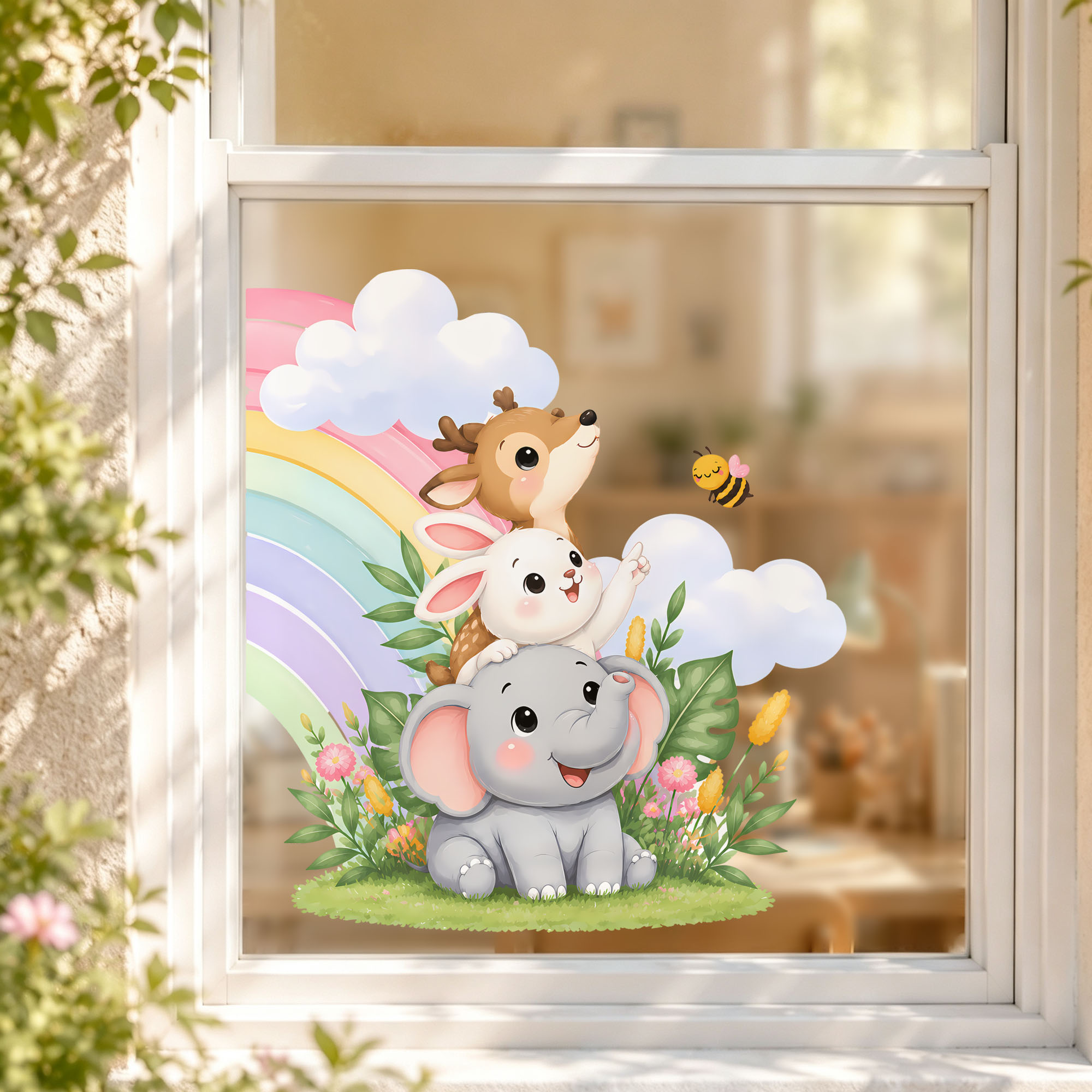 Cute Elephant Bear Fox Window  - Baby Nursery Labels 评论和价格