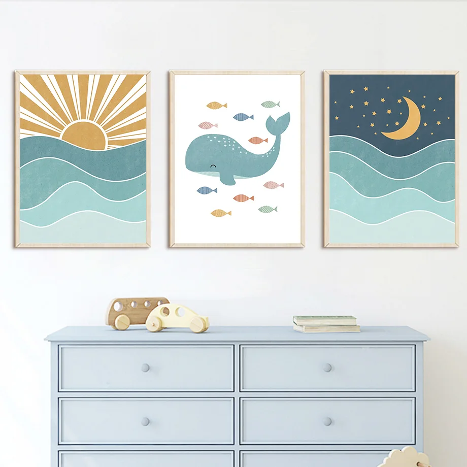 1pc frameless Fish Whale Seagu - Baby Nursery Quotes 评论和价格