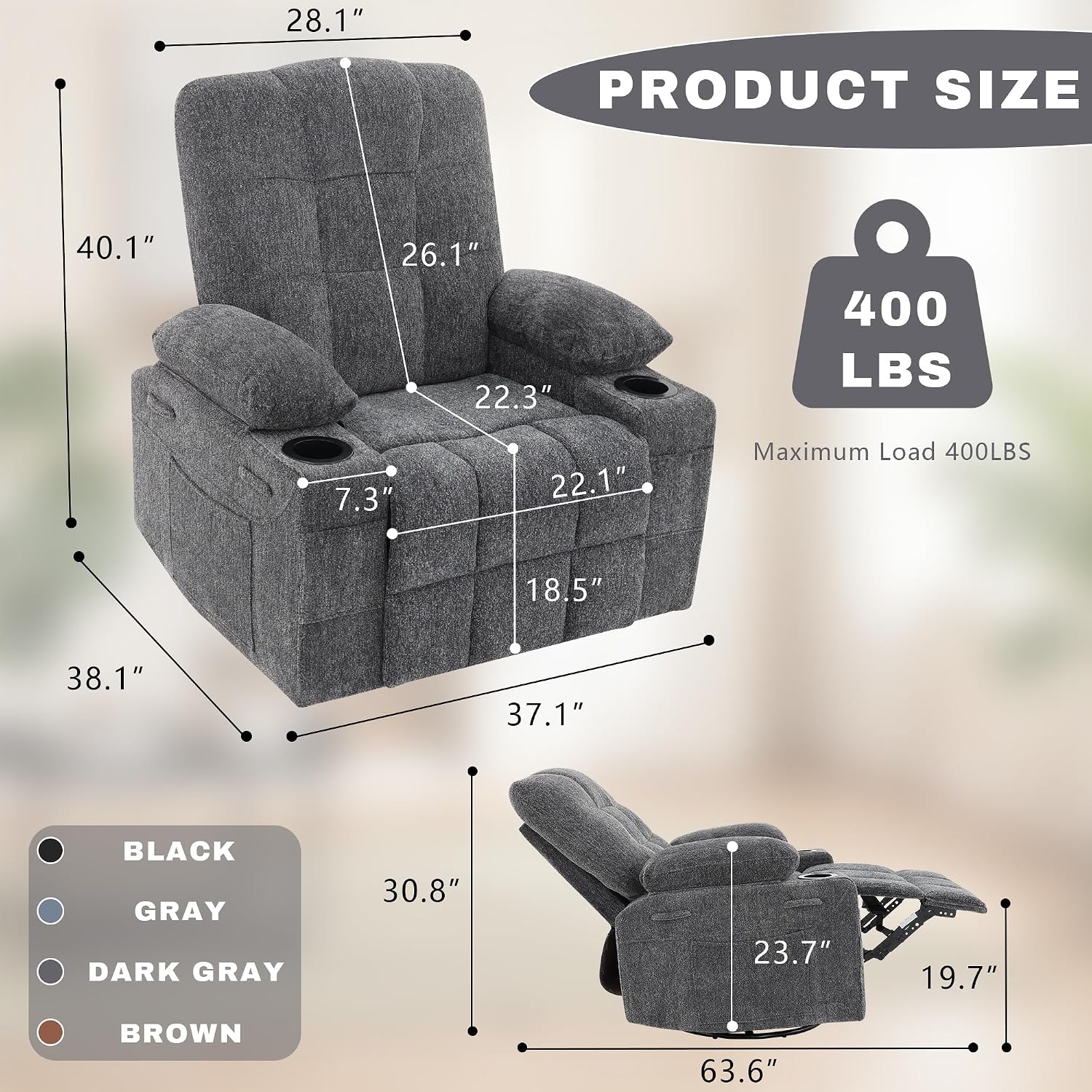 Swivel Rocker Recliner Chair,R - Rocking Chair Nursery 评论和价格
