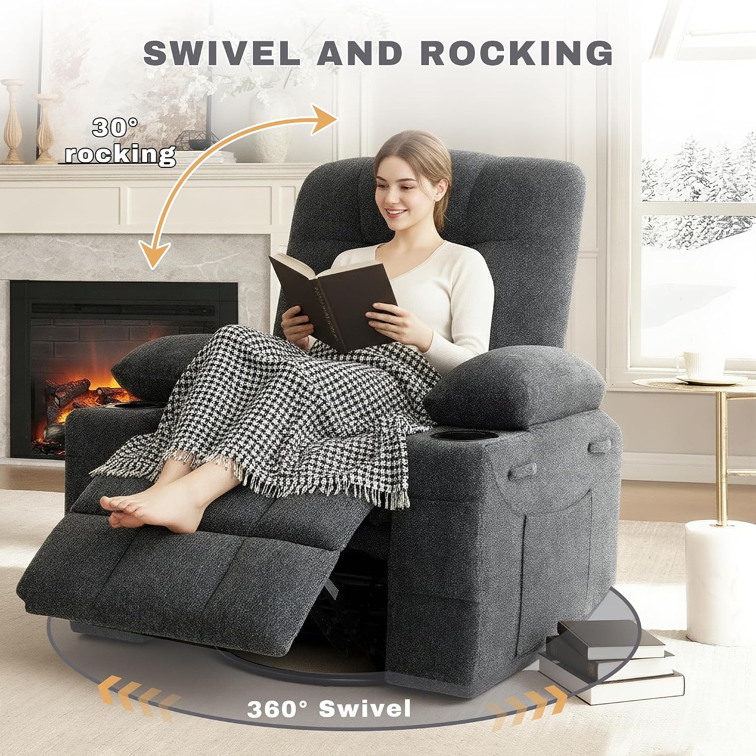 Swivel Rocker Recliner Chair,R - Rocking Chair Nursery 评论和价格