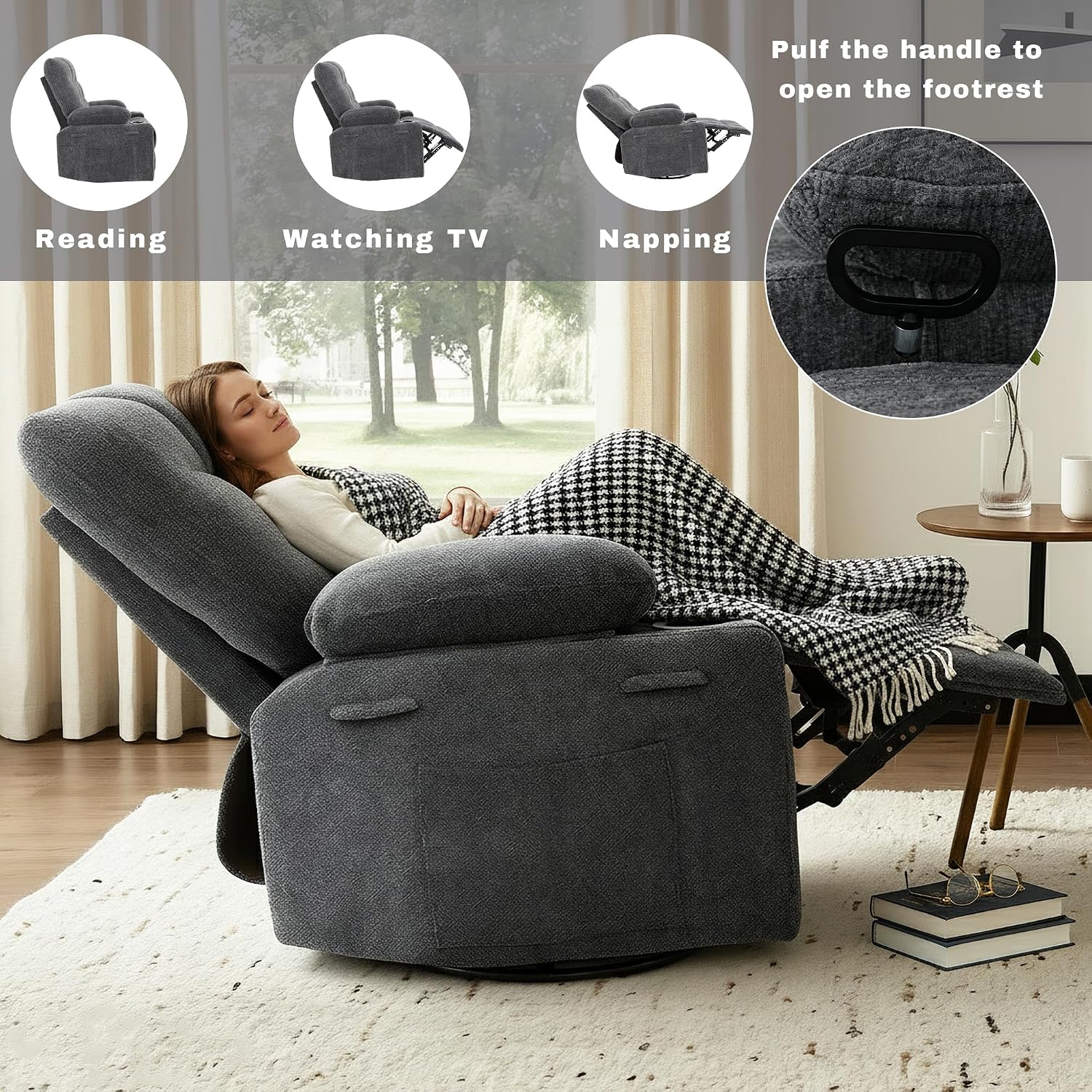 Swivel Rocker Recliner Chair,R - Rocking Chair Nursery 评论和价格