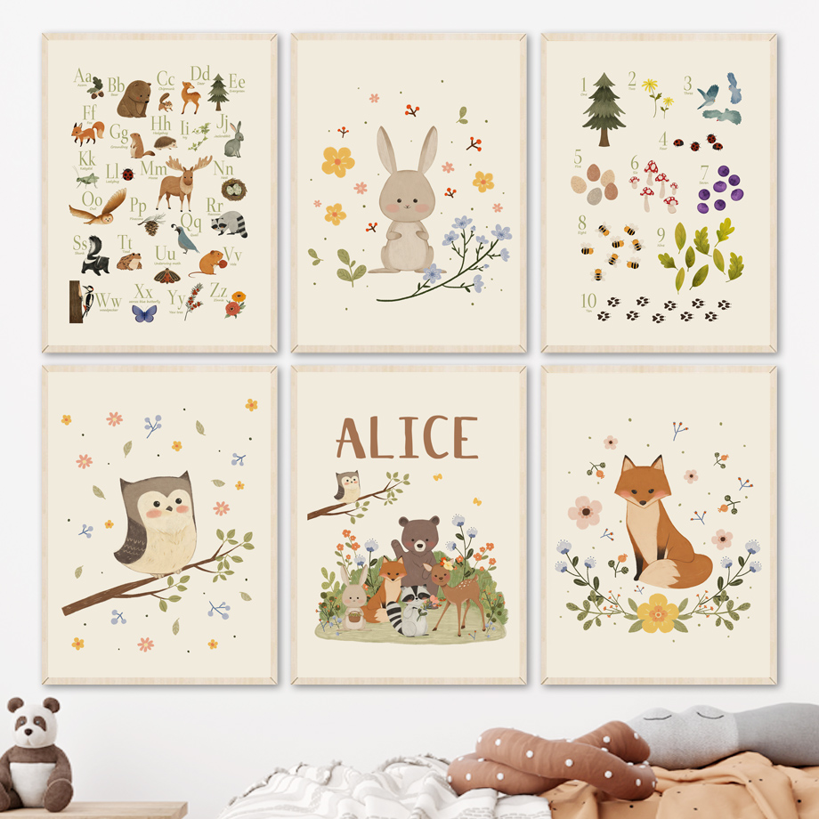 1pc frameless Cute Rabbit Fox  - Baby Nursery Pictures 评论和价格