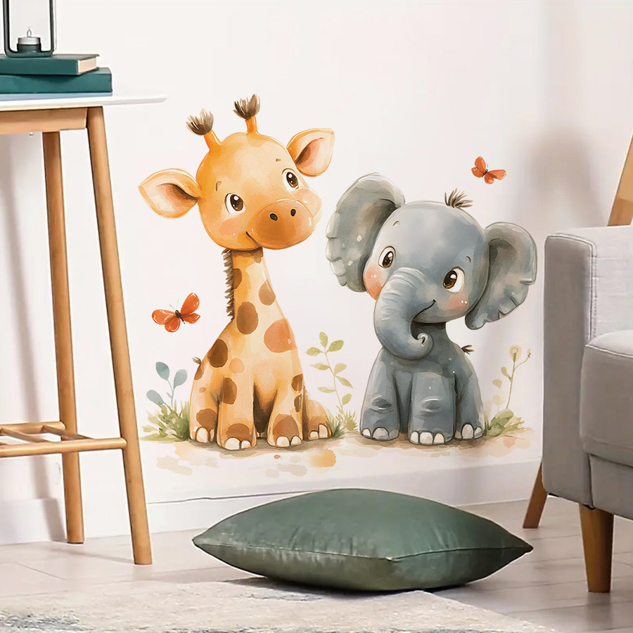 Cute Giraffe & Elephant Wall D - Baby Nursery Labels 评论和价格