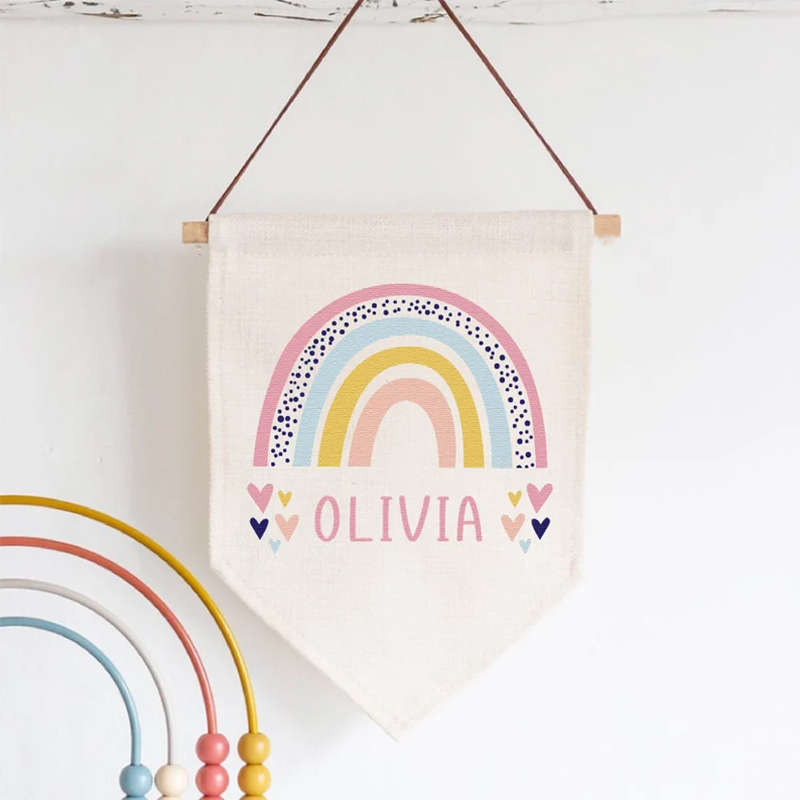 Personalised Name Banner Rainb - Baby Nursery Themes Girl 评论和价格