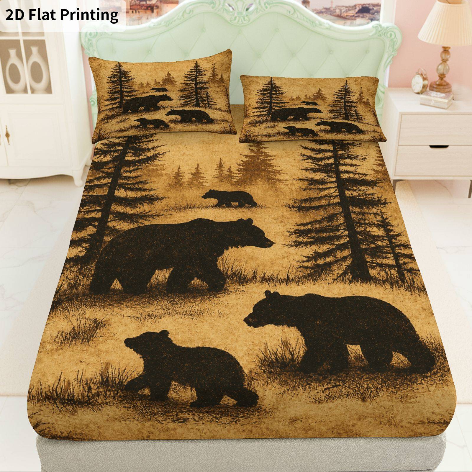Little Bear Forest Bed Sheets  - Baby Nursery Forest Theme 评论和价格