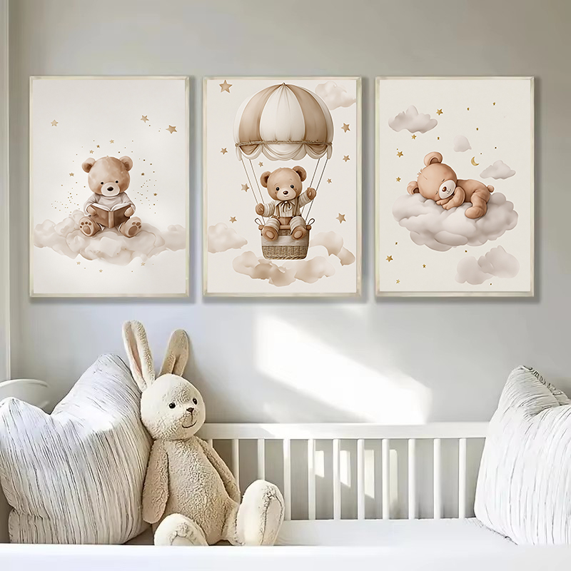 3pcs/set Bohemian Teddy Bear A - Baby Nursery Pictures 评论和价格