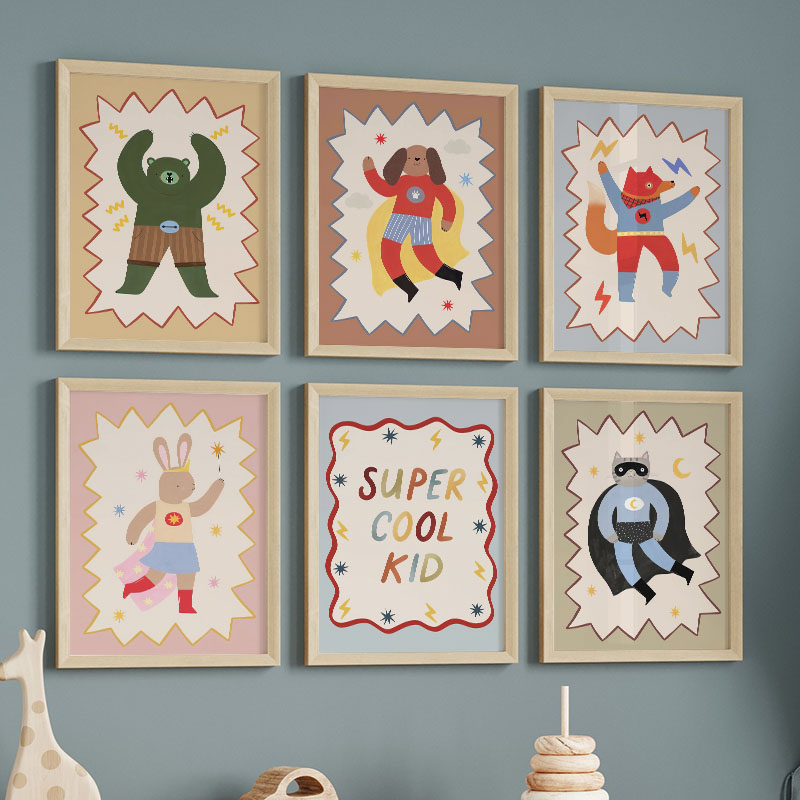 Funny Cartoon Super Cool Kid N - Baby Nursery Pictures 评论和价格