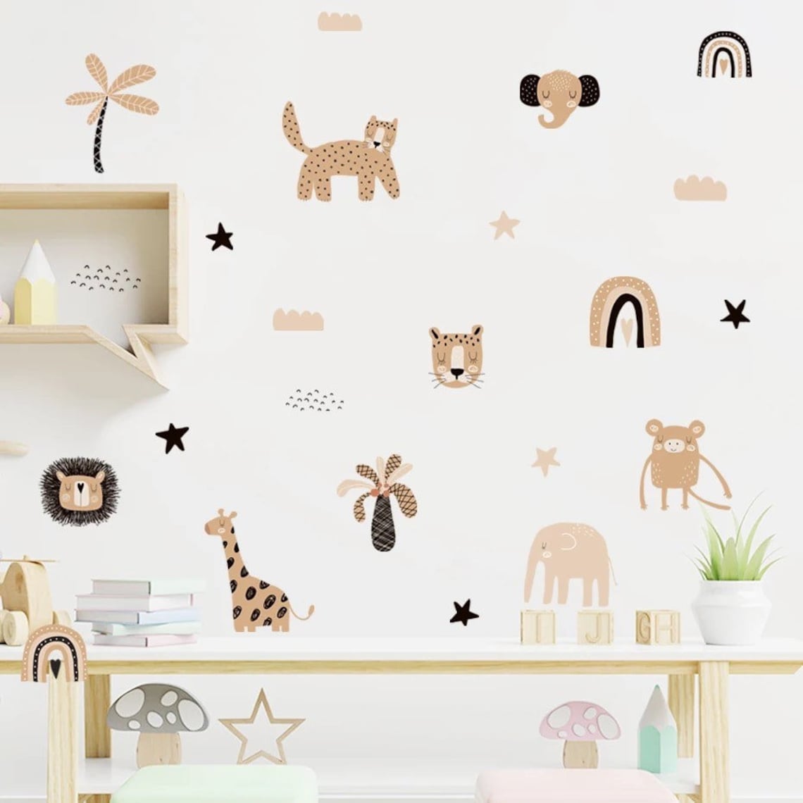 Boho Cartoon Rainbows Star Cut - Baby Nursery Labels 评论和价格